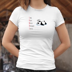 Lundi ★ Long, Usant, Néfaste, Déprimant, inutile ★ T-Shirt mode femme avec un panda déprimé