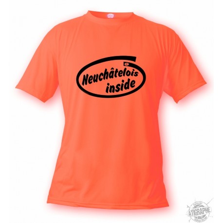 Men's funny T-shirt - Neuchâtelois inside, Safety Orange