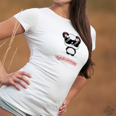 Panda attitude ❤ T-Shirt dame Kawaii, adorable panda dans le style Kawaii, portant des lunettes de soleil