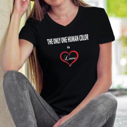 The only one human color is ❤ Love ❤ Frauen Mode Baumwolle T-Shirt, Spende an die Stiftung gegen Rassismus, Hommage an die Opfer