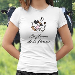 La flemme de la flemme ★ vachette Holstein endormie sur un coussin ★ T-Shirt mode femme