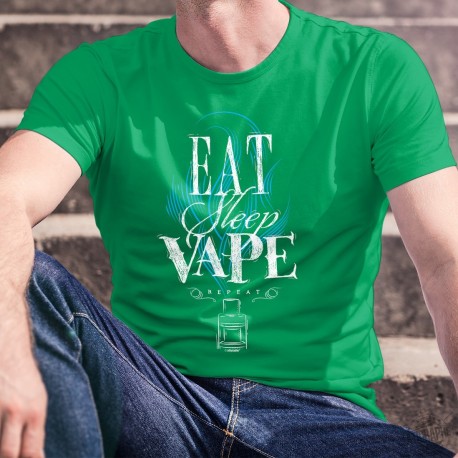 Eat, Sleep, Vape, repeat ✪ e-Cigarette ✪ Herren Baumwolle T-Shirt, Essen, Schlafen, Dampfen, Wiederholen