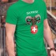 Suisse ✚ Bouquetin des Alpes ✚ T-Shirt coton homme, armoiries de la Suisse surmonté de la tête d'un Bouquetin des Alpes