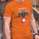 Schweiz ✚ Alpensteinbock ✚ Herren-Baumwoll-T-Shirt, Wappen der Schweiz mit dem Kopf eines entschlossenen Alpensteinbocks