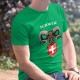 Schweiz ✚ Alpensteinbock ✚ Herren-Baumwoll-T-Shirt, Wappen der Schweiz mit dem Kopf eines entschlossenen Alpensteinbocks