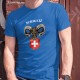 Schweiz ✚ Alpensteinbock ✚ Herren-Baumwoll-T-Shirt, Wappen der Schweiz mit dem Kopf eines entschlossenen Alpensteinbocks