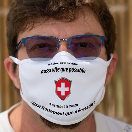 En Suisse on va au bistrot aussi vite que possible ✚ Maschera di cotone