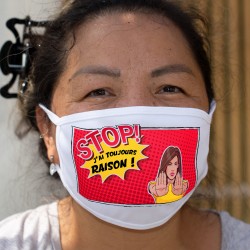 STOP ! J'ai Toujours RAISON ! ★ Pop Art Girl ★ Masque de protection en tissu double couche, lavable à 60°C