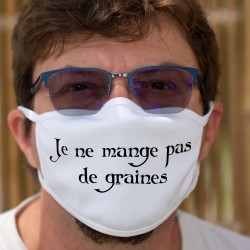 Je ne mange pas de graines ★ Corpore sano ★ Masque en tissu double couche lavable, la phrase culte de Karadoc dans Kaamelott