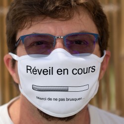 Réveil en cours, merci de ne pas brusquer ✪ Masque en tissu double couche lavable, Pour tout ceux qui ne sont pas du matin