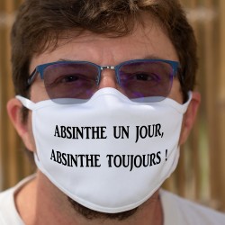 Absinthe un jour, Absinthe toujours ★ Masque tissu double couche lavable en l'honneur de la Fée Verte appelée aussi "La Bleue"