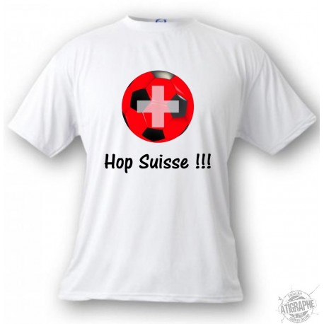 Kinder Fussball T-shirt - Hop Suisse, White