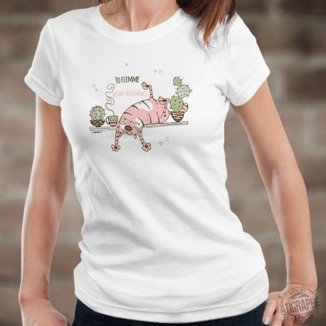 To flemme or not to flemme ? ❤ chat flemmard ❤ T-shirt donna