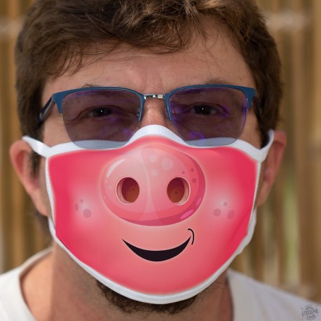 Die Schnauze ★ Schweinekopf ★ Zweischichtige Schutzmaske aus Stoff