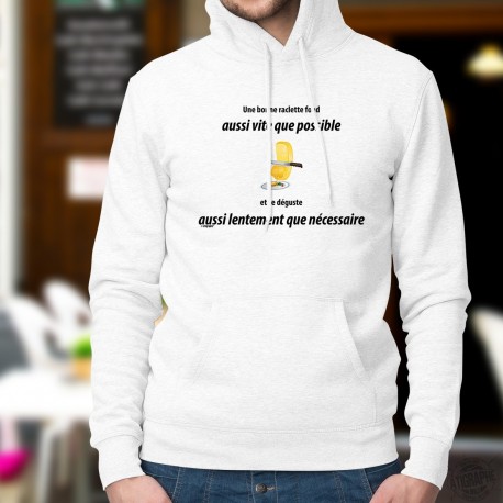 Sweat bianco a cappuccio - Une raclette ✚ Aussi lentement que nécessaire ✚