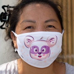 Fröhlichen Panda ❤ Kawaii ❤ Zweischichtige Schutzmaske aus Stoff