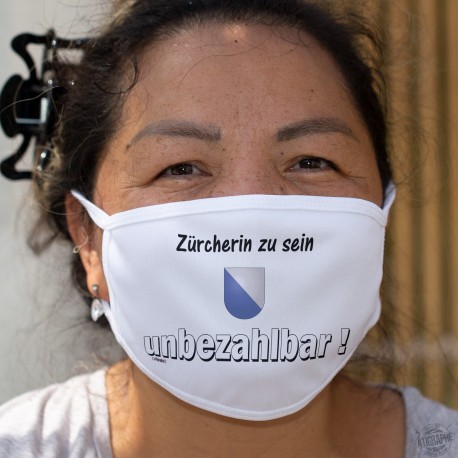 Zürcherin zu sein ★ unbezhalbar ! ★ Waschbare Stoffmaske mit dem Wappen des Kantons Zürich