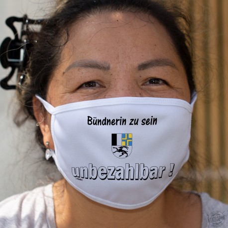 Bündnerin zu sein ★ unbezhalbar ! ★ Waschbare Stoffmaske mit dem Abzeichen des Kantons Graubünden