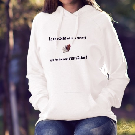 Women Hoodie - Le chocolat est mon ennemi ❤