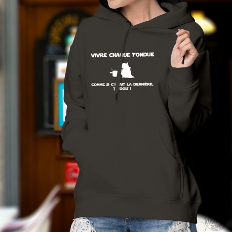 Baumwolle Kapuzenpullover - Vivre chaque fondue comme... ★ Yoda ★
