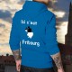 Ici c'est Fribourg ★ Frontières cantonales ★ Pull à capuche coton homme, célèbre slogan des supporters de Fribourg-Gottéron