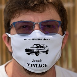 Vintage VW Golf GTI MK1 ★ Masque humoristique en tissu lavable avec la phrase ✪ Je ne suis pas vieux, je suis Vintage ✪