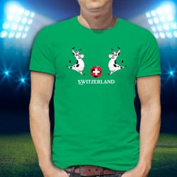 SWITZERLAND ✚ svizzero pallone da calcio e Mucca Holstein ✚ T-shirt in cotone da uomo