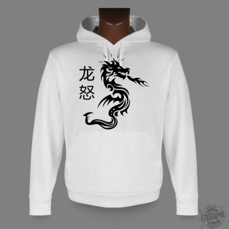 Sweat bianco a cappuccio - Dragon Fury, per Donna o Uomo