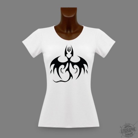 Frauen Slim T-shirt - Tribal Bat Dragon