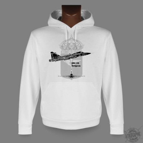 Sweat bianco a cappuccio - JAS 39 Gripen