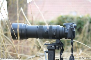 Un trépied est recommandé pour supporter le poids du téléobjectif Sigma couplé au boitier EOS 7D