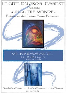 L'affiche du gîte du Gros Essert, pour le vernissage de Céline Favre