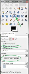 La barre d'outils de Gimp - Outil Perspective