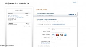 Le formulaire de paiement par carte de crédit de Paypal
