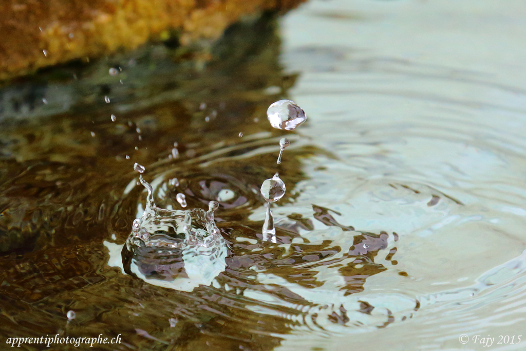 Splash d'eau en couronne dans une fontaine, pris à haute vitesse