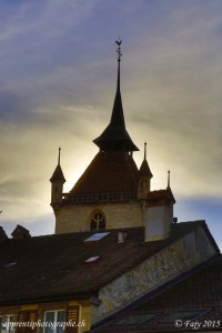 Le clocher de la Collégiale St-Laurent vu depuis le château - Estavayer-le-Lac